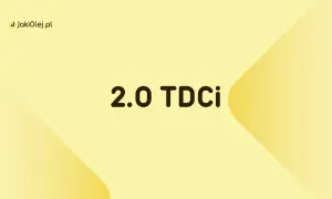 Logo JakiOleje.pl i napis "2.0 TDCi". Idealny olej do Twojego Forda Kuga 2.0 TDCI.