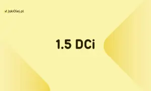 Logo JakiOleje.pl i napis 1.5 DCi na żółtym tle.